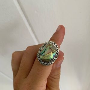 Silver Adjustable Abalone Ring